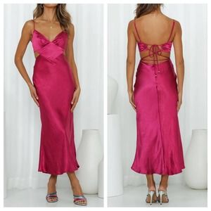 SALE! hello molly - NWT thanks I bought it midi dress lace-up back zip unlined